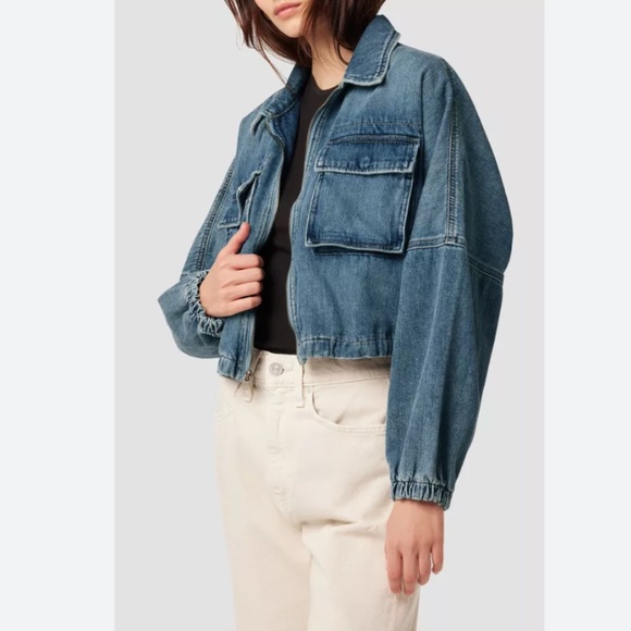 Hudson Jeans Cropped Denim Military Jacket - Picture 3 of 15